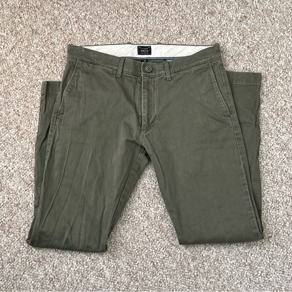 J. Crew Men's Olive Green Stretch Chino Pants 30x27.5